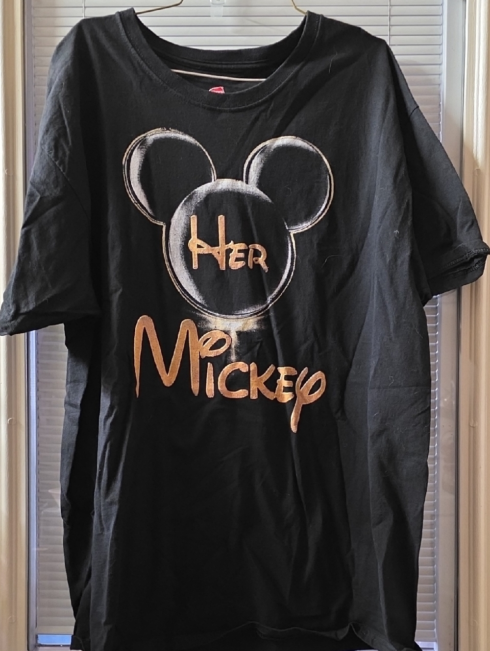 Hanes Black Short-Sleeve Tee with Gold Mickey Graphic